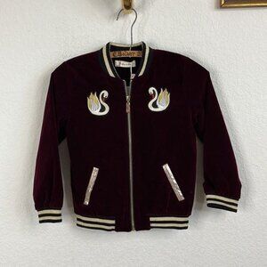 Doe a Deer Velvet Swan Bomber Jacket
